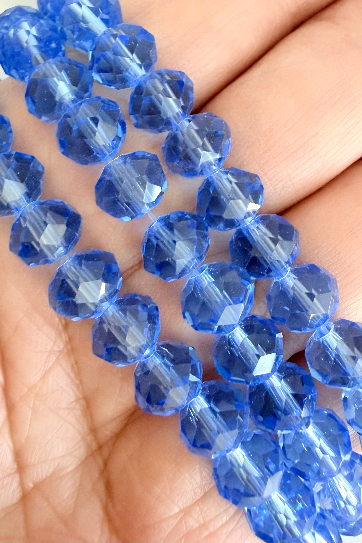 8mm Faceted Rondell Glass Crystal Beads