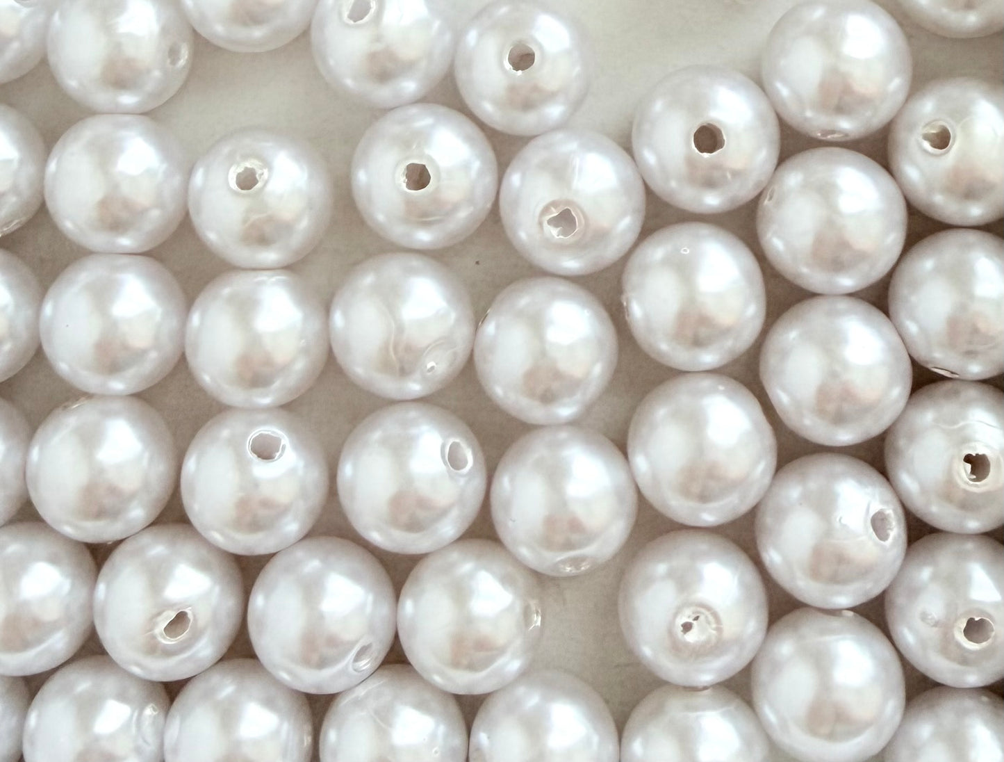 White Glass Pearl Beads (10mm or 12mm) • Elegant Round Faux Pearl Beads for Jewelry Making, Bracelets, Necklaces & DIY Crafts