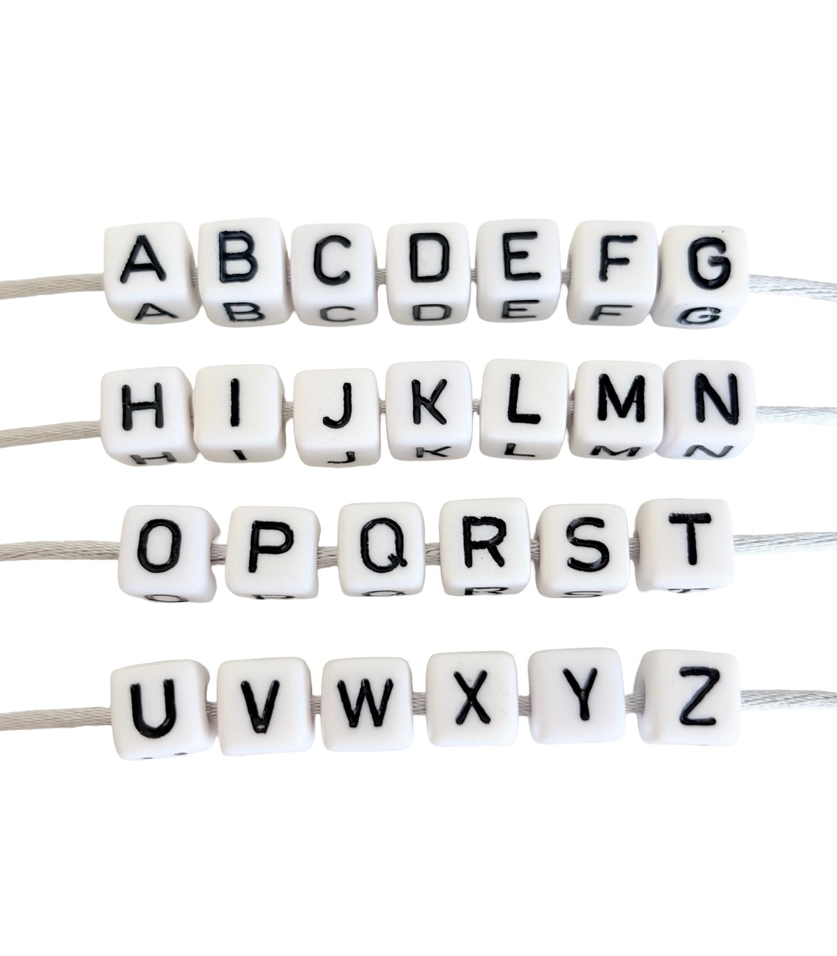 9mm Acrylic Alphabet Letter Beads • A-Z 26-Piece Set • 4-Sided Beads with 4mm Hole