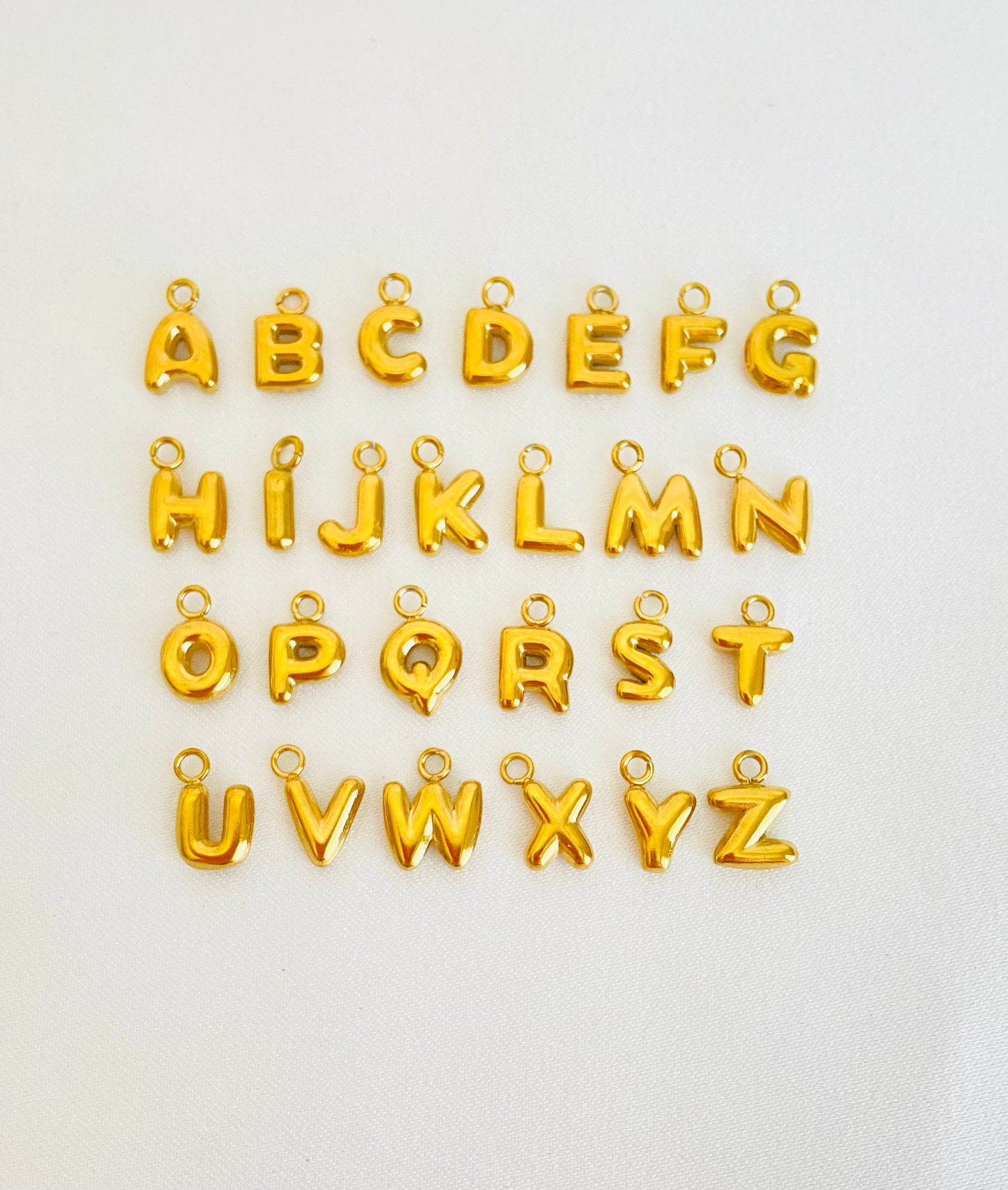 Small Stainless Steel Bubble Alphabet Letter Charm •  Mini Initial Charm for Necklaces, Bracelets & DIY Jewelry Making