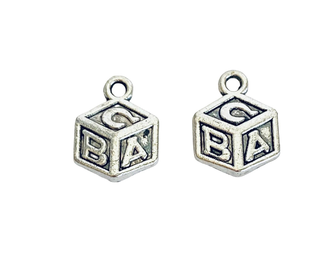 Base Metal Baby Alphabet Block Charms