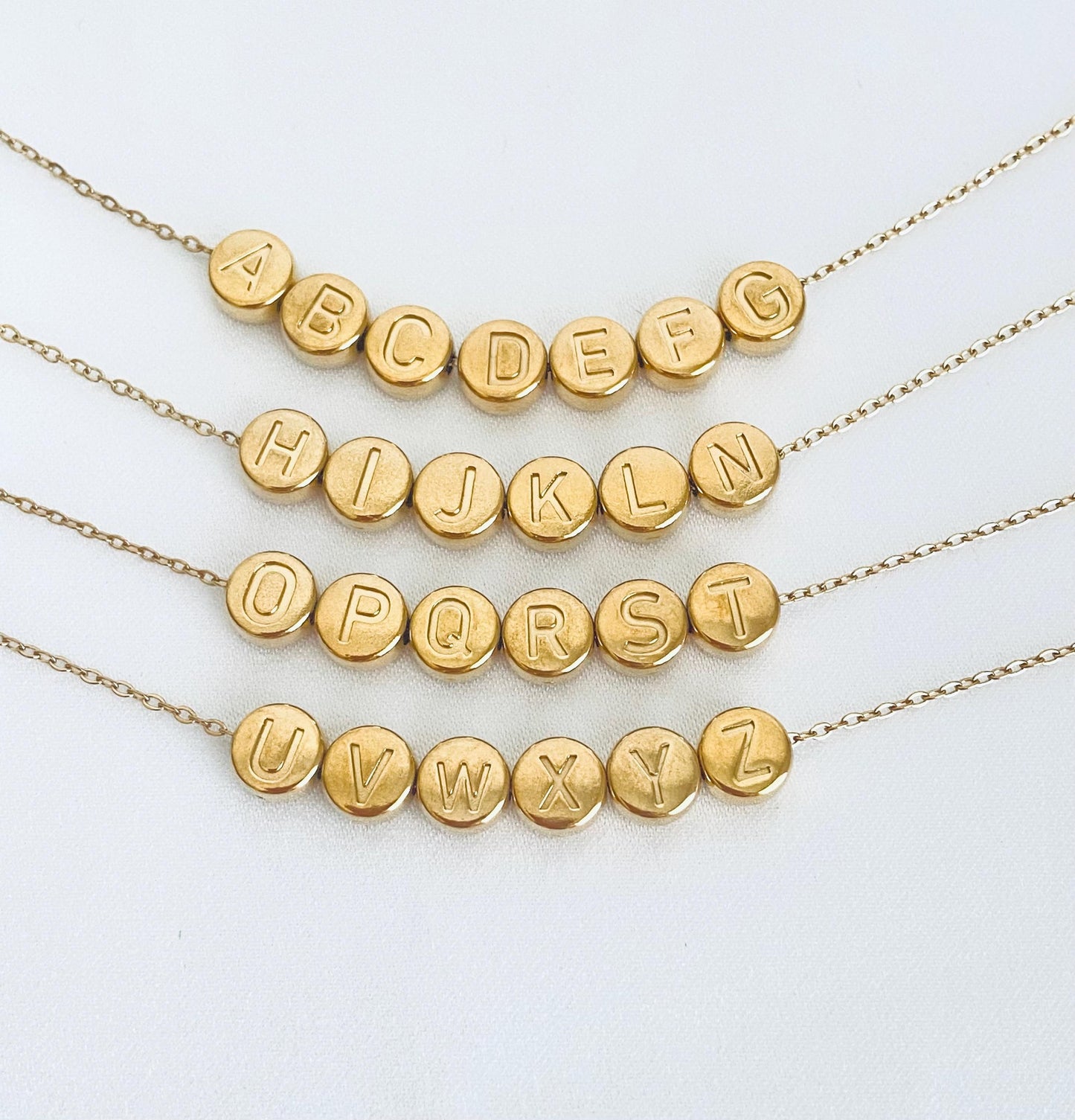 6mm Stainless Steel Round Initial Bead • Alphabet Letter Bead for Jewelry Making, Stainless Steel or Gold Over Stainless Steel