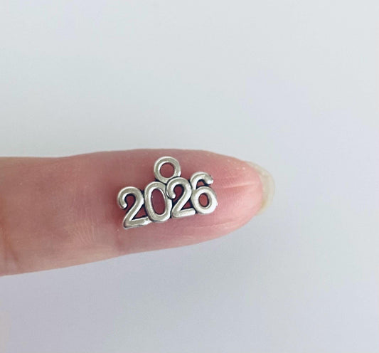 TINY 2026 Year Charm. 2026 Year End Charm. New Year Charm. Bulk DIY Craft Supplies.