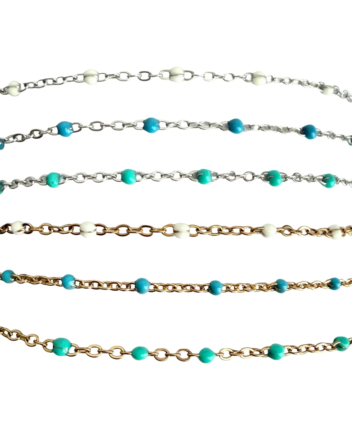 Enamel Cable Chain • Stainless Steel & Gold Over Stainless Steel • Sold by the Foot