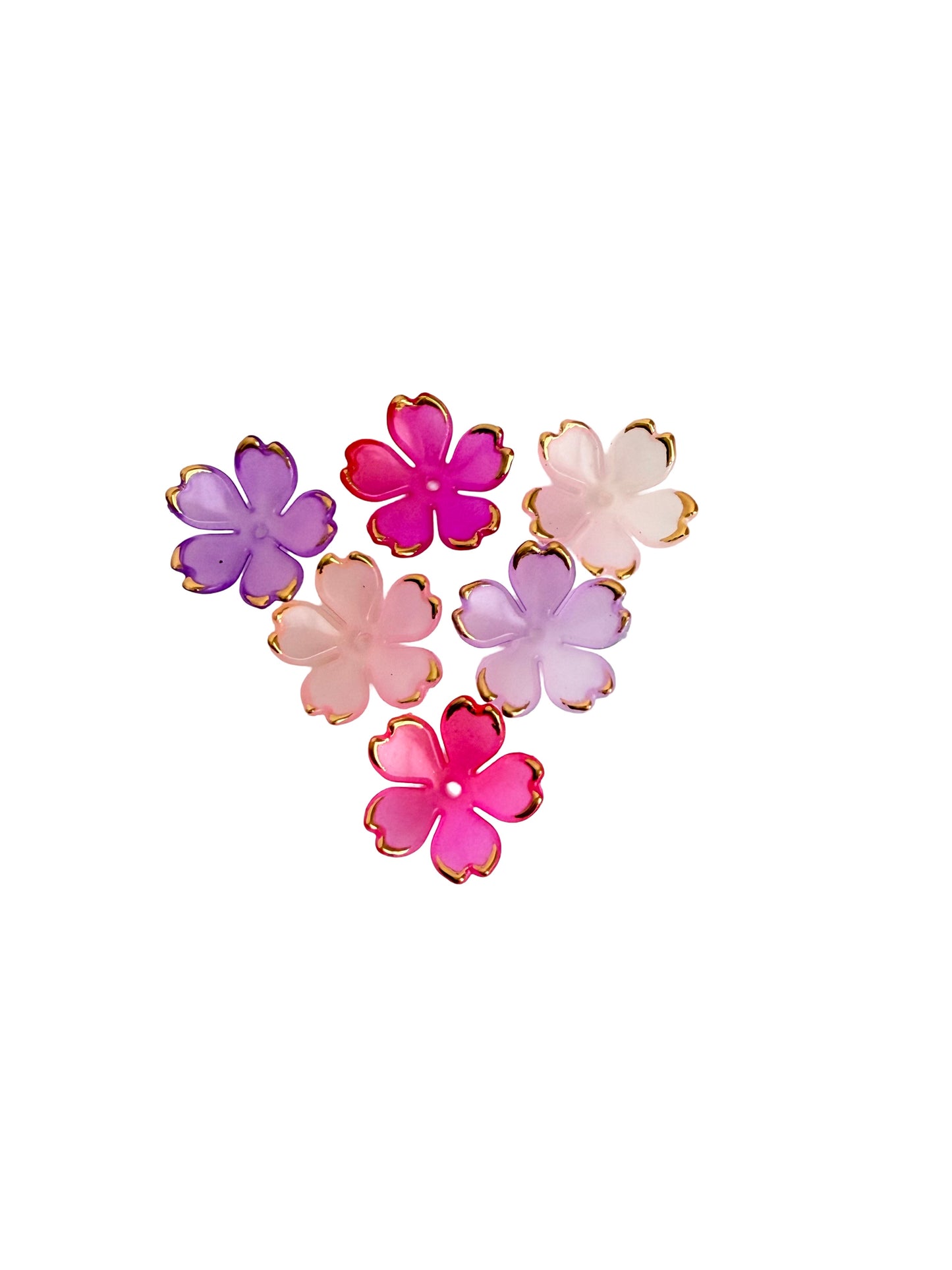 Mixed Pink Cherry Blossom Beads with Gold Trim