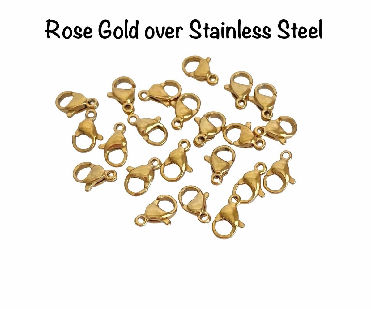 9mm Lobster Clasp • Stainless Steel, Gold Over Stainless Steel & Rose Gold over Stainless Steel