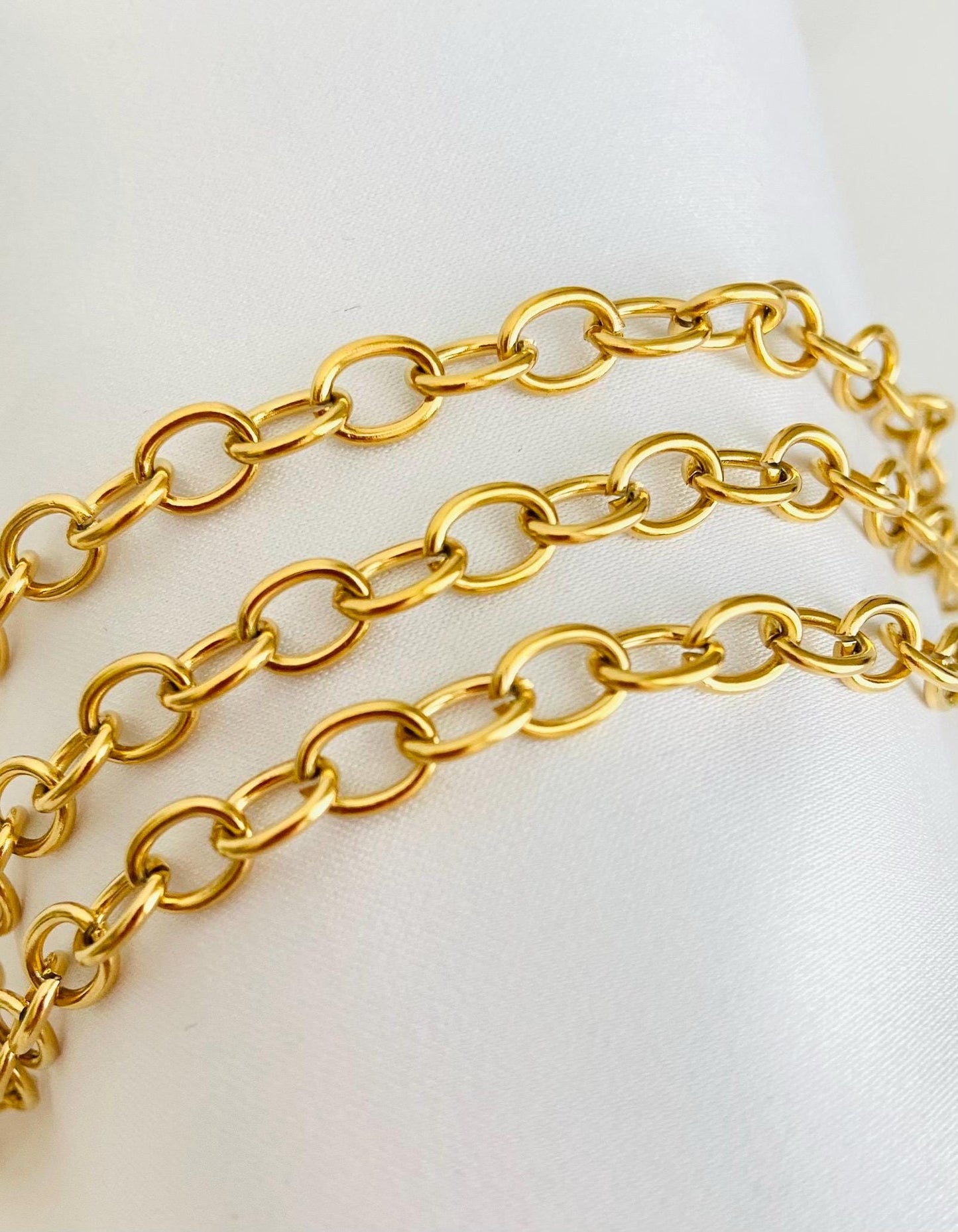 6x8mm 18K Gold Over Stainless Steel Oval Chain • Jewelry Chain by the Foot for DIY Crafting & Supplies