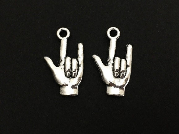 Base Metal I Love You Hand Sign Charm