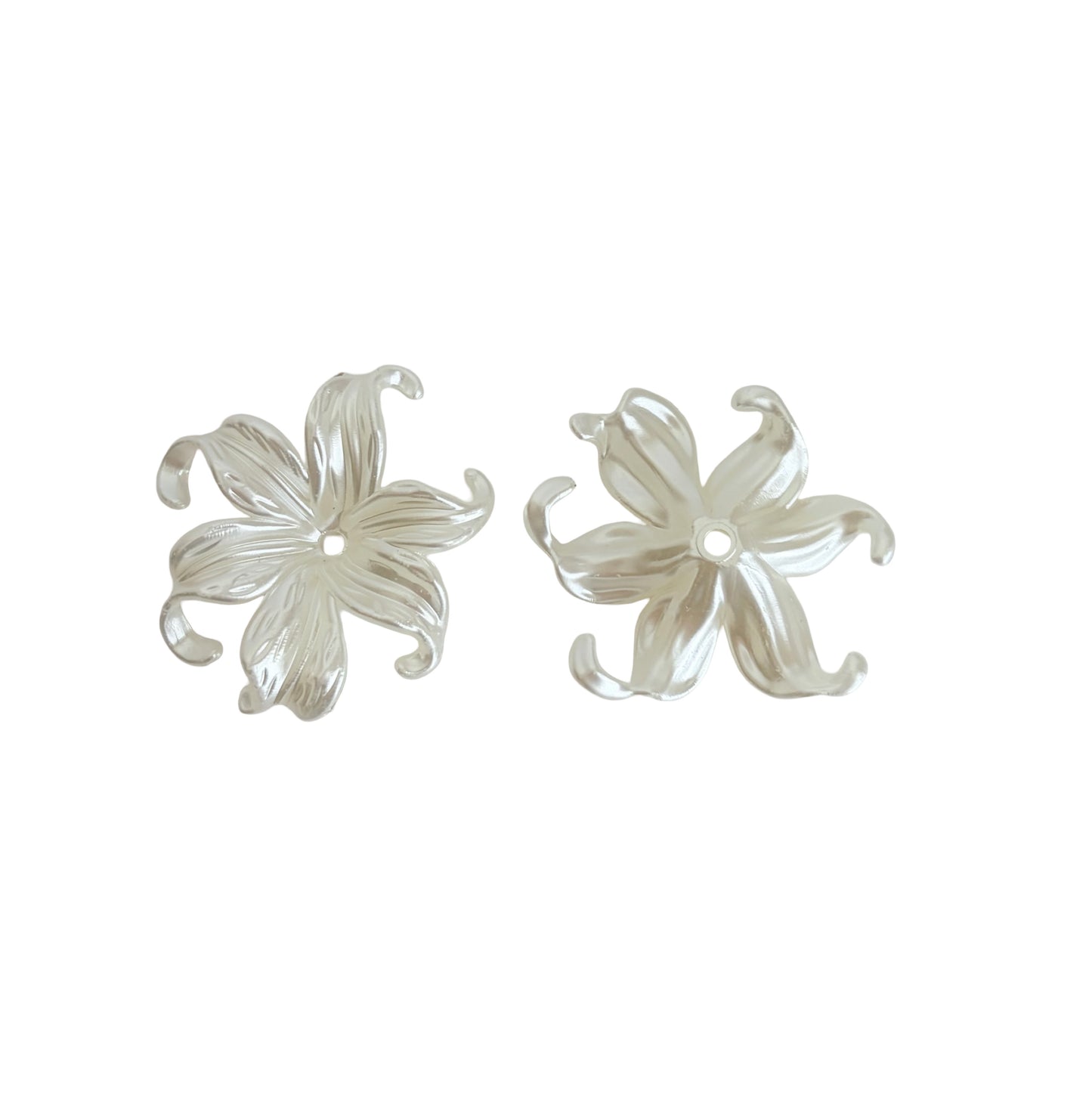 White Acrylic Iris Flower Bead • Pearlescent Flower Bead
