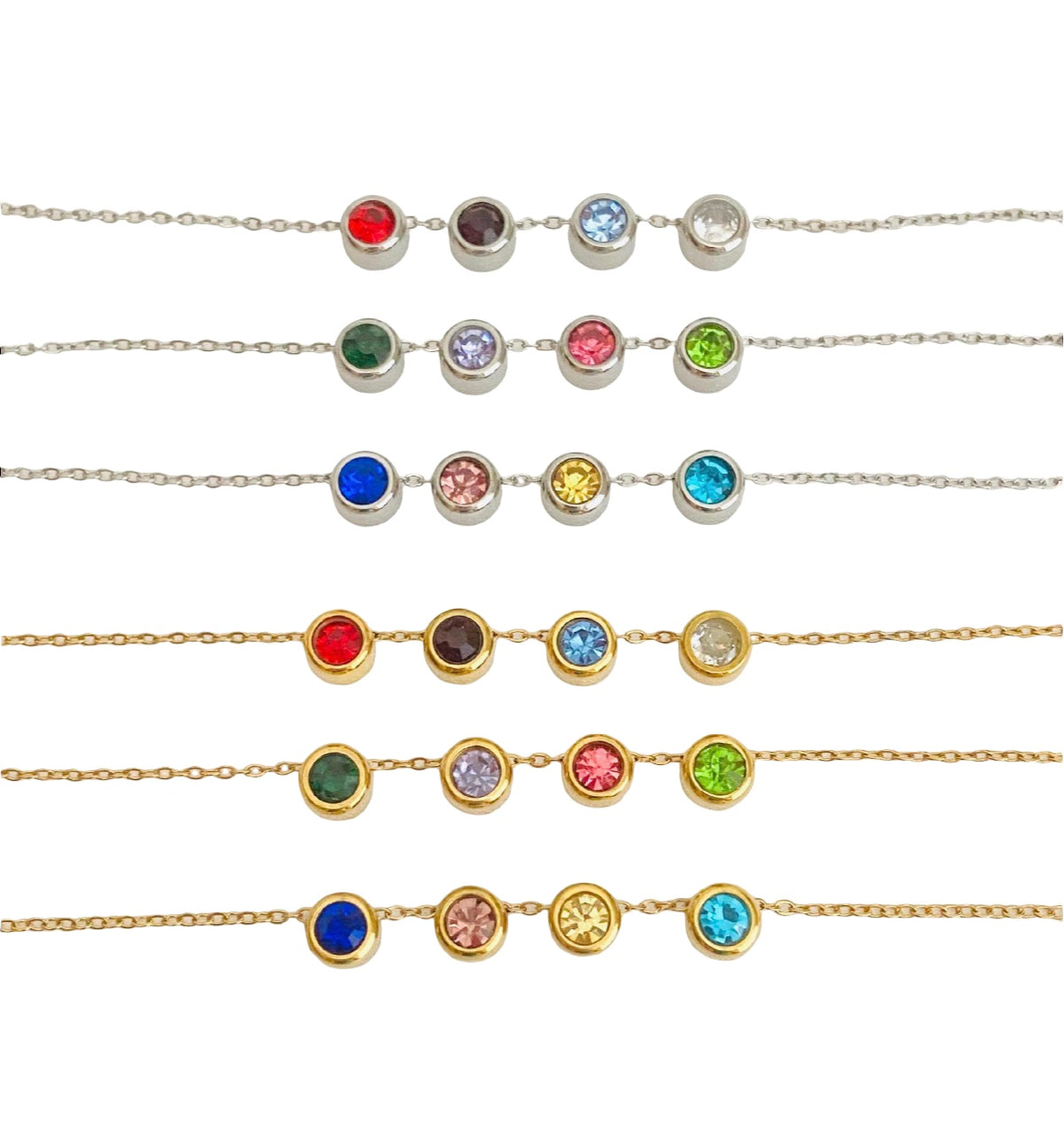 6mm Glass Birthstone Charm • Stainless Steel • Gold over Stainless Steel • Sold Individually