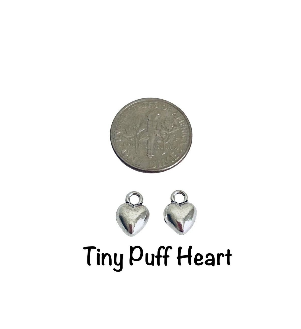 Base Metal Heart Charms • Tiny Puff Heart • Sideway Heart • Small Puff Heart • Pretzel Heart