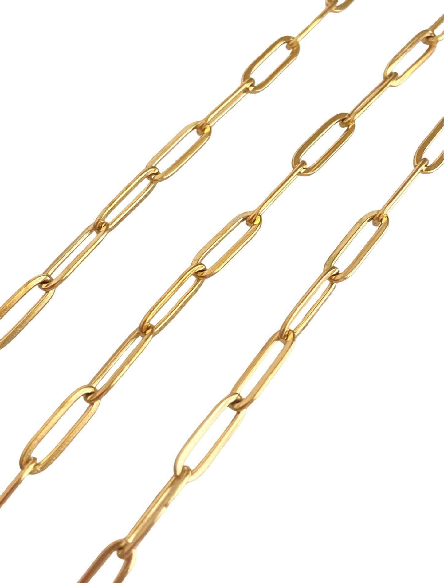 18K Gold Over Stainless Steel Flat Paperclip Chain (4x12mm)
