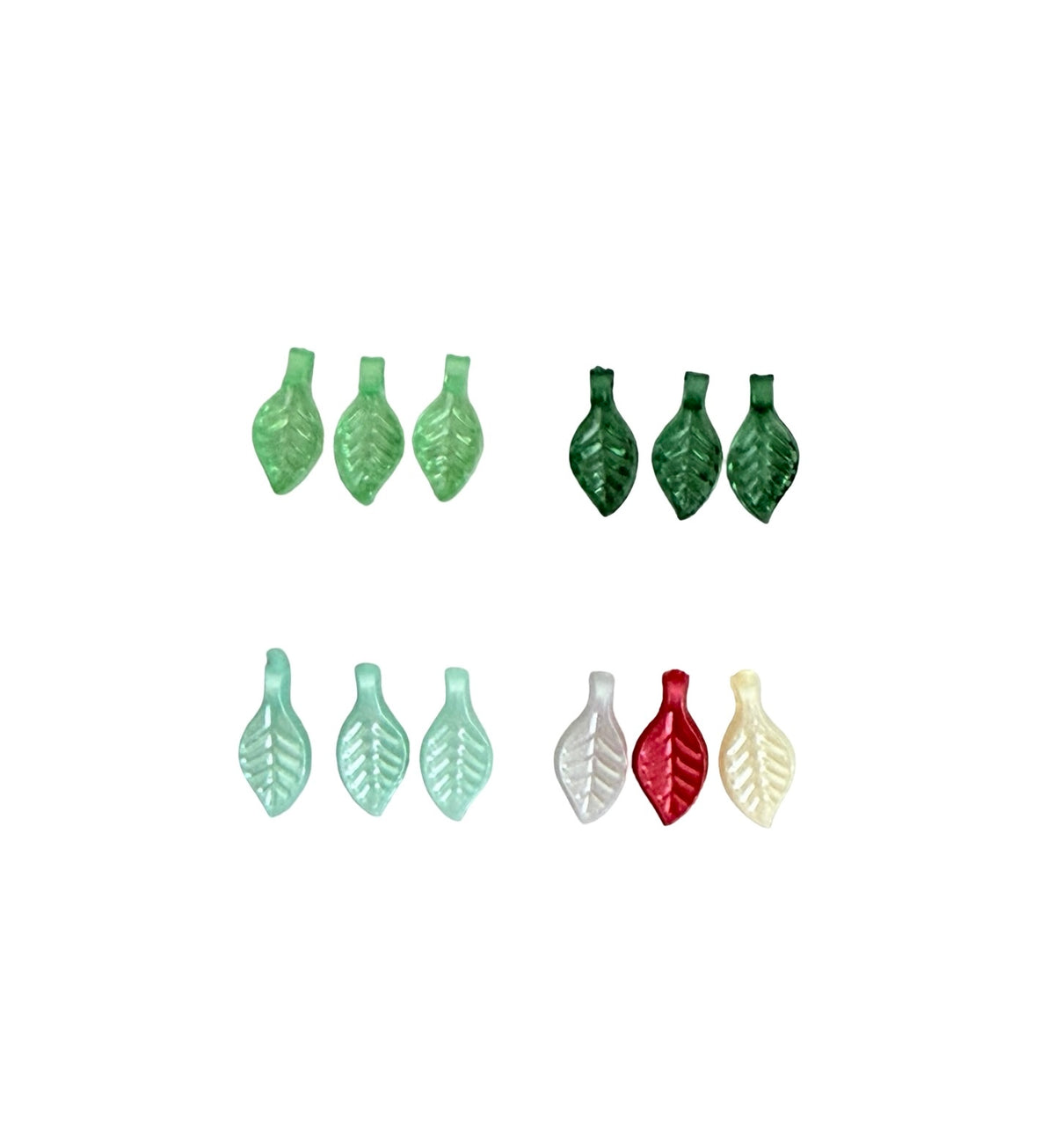5x10mm Tiny Acrylic Leaf Beads • Transparent Green, Dark Green & Pastel Colors • Mini Leaf Beads for Jewelry Making & Crafts