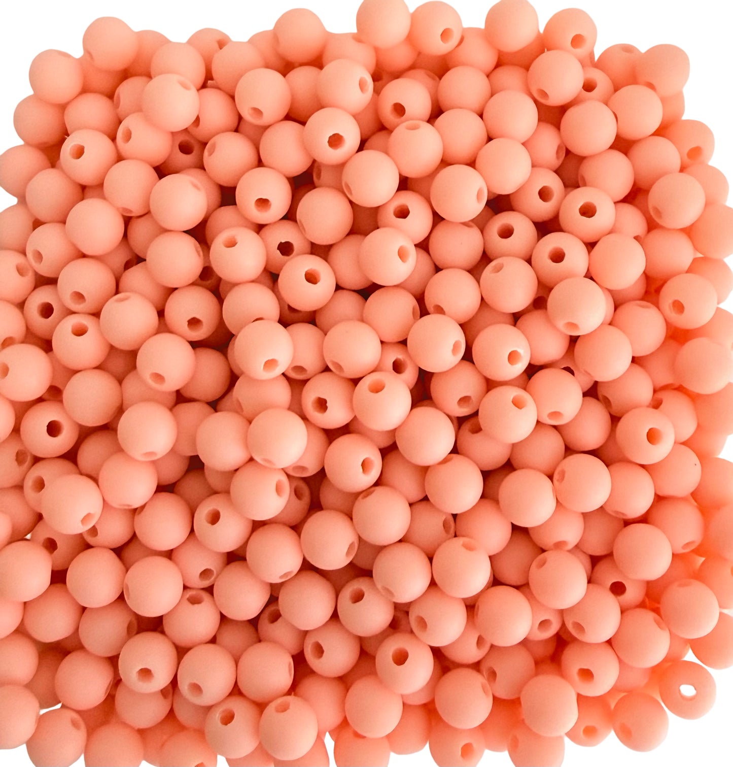 Matte Finish Round Peach Pink Beads • 5mm, 7mm, and 9mm Acrylic Craft Beads for Jewelry Making & DIY Crafts