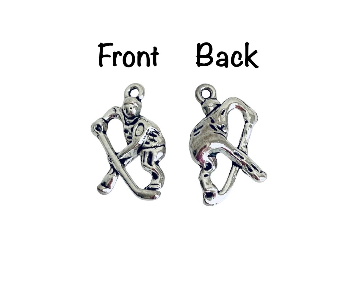 Base Metal Hockey Player Charm