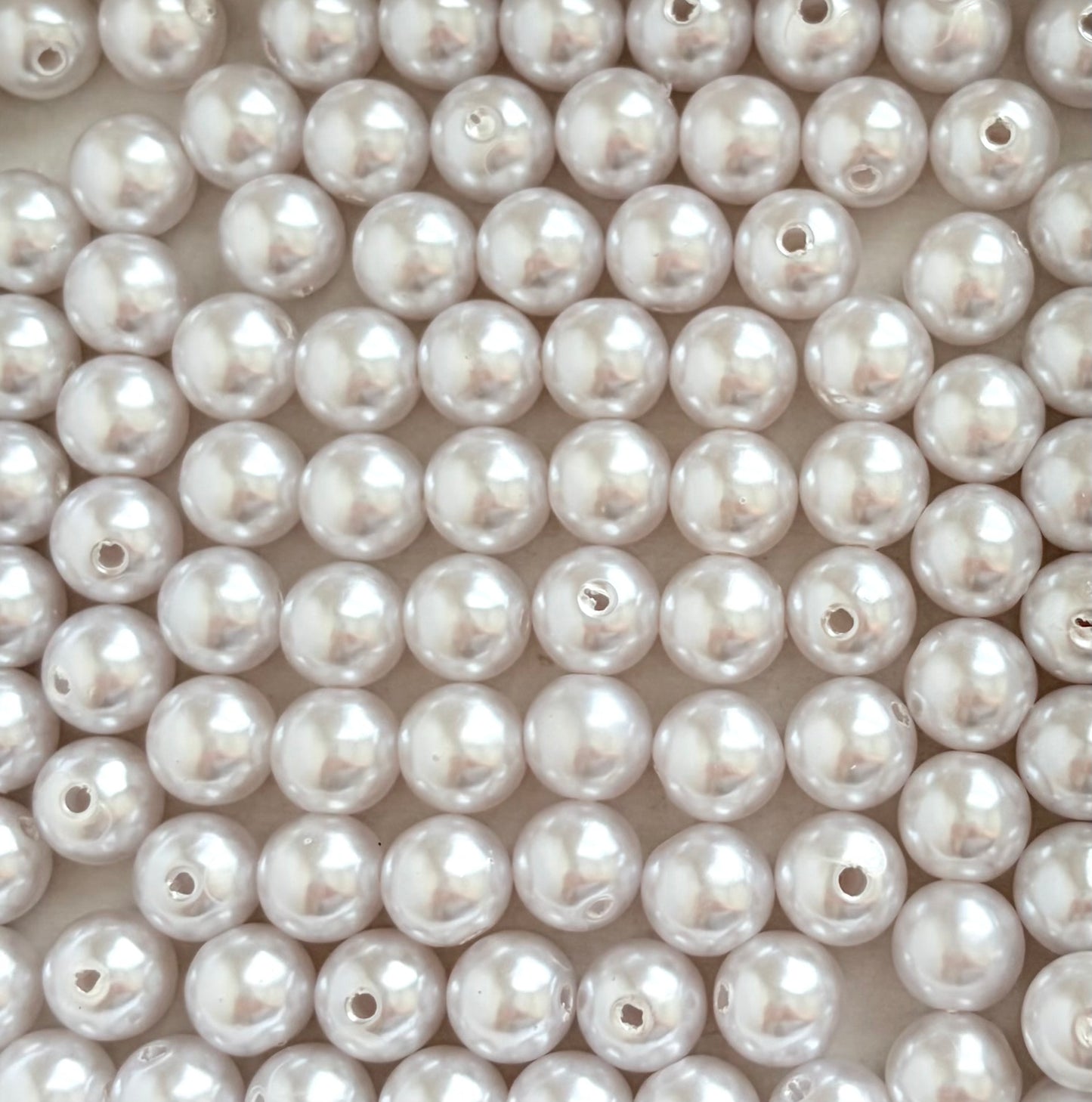 White Glass Pearl Beads (10mm or 12mm) • Elegant Round Faux Pearl Beads for Jewelry Making, Bracelets, Necklaces & DIY Crafts