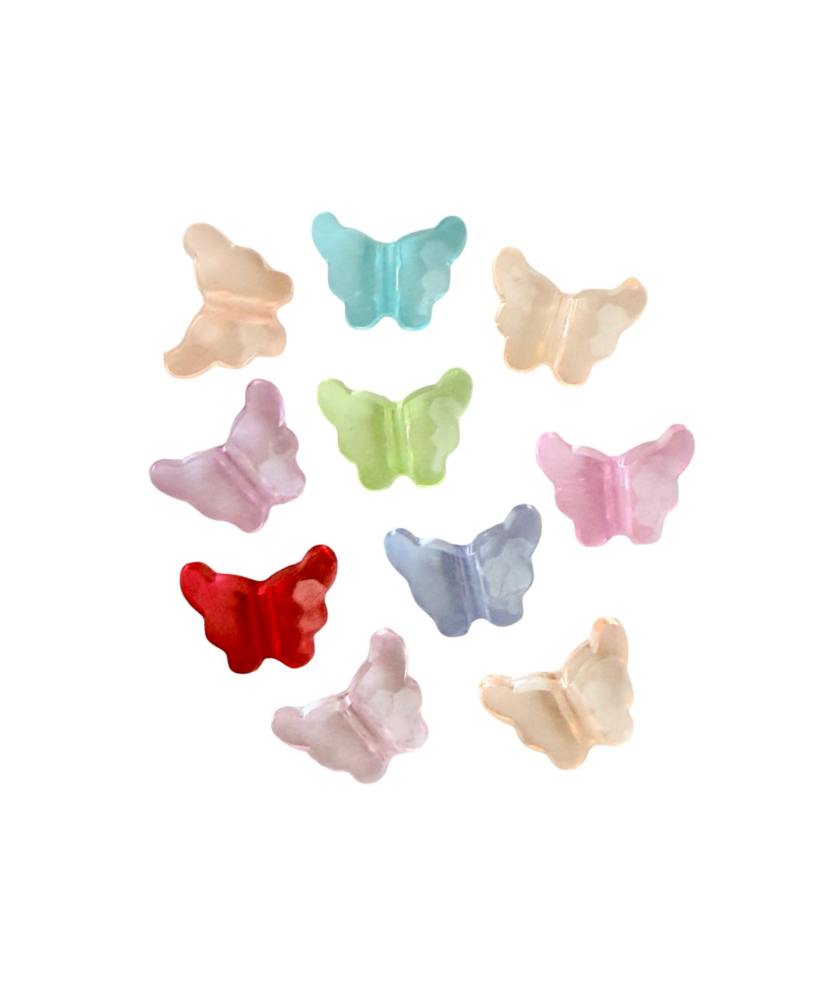 Small Acrylic Faceted Butterfly Beads • Random Mix of Transparent Colors • Butterfly Beads for Jewelry Making