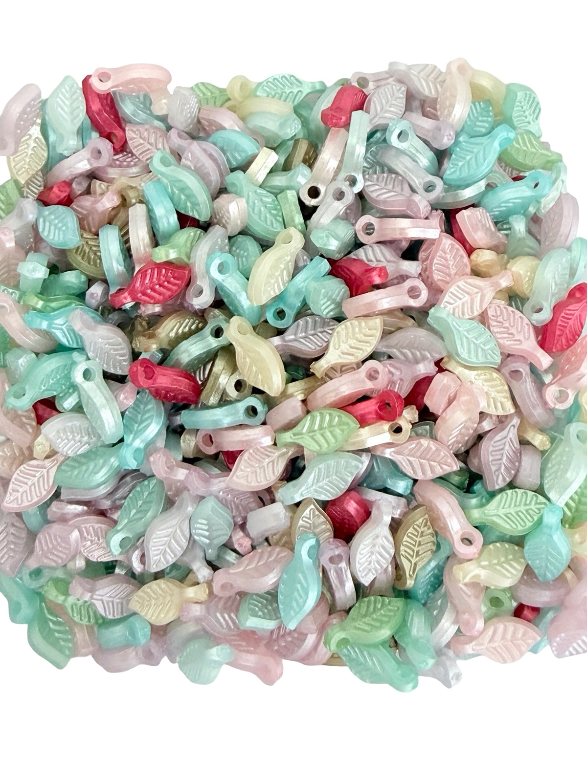 5x10mm Tiny Acrylic Leaf Beads • Transparent Green, Dark Green & Pastel Colors • Mini Leaf Beads for Jewelry Making & Crafts