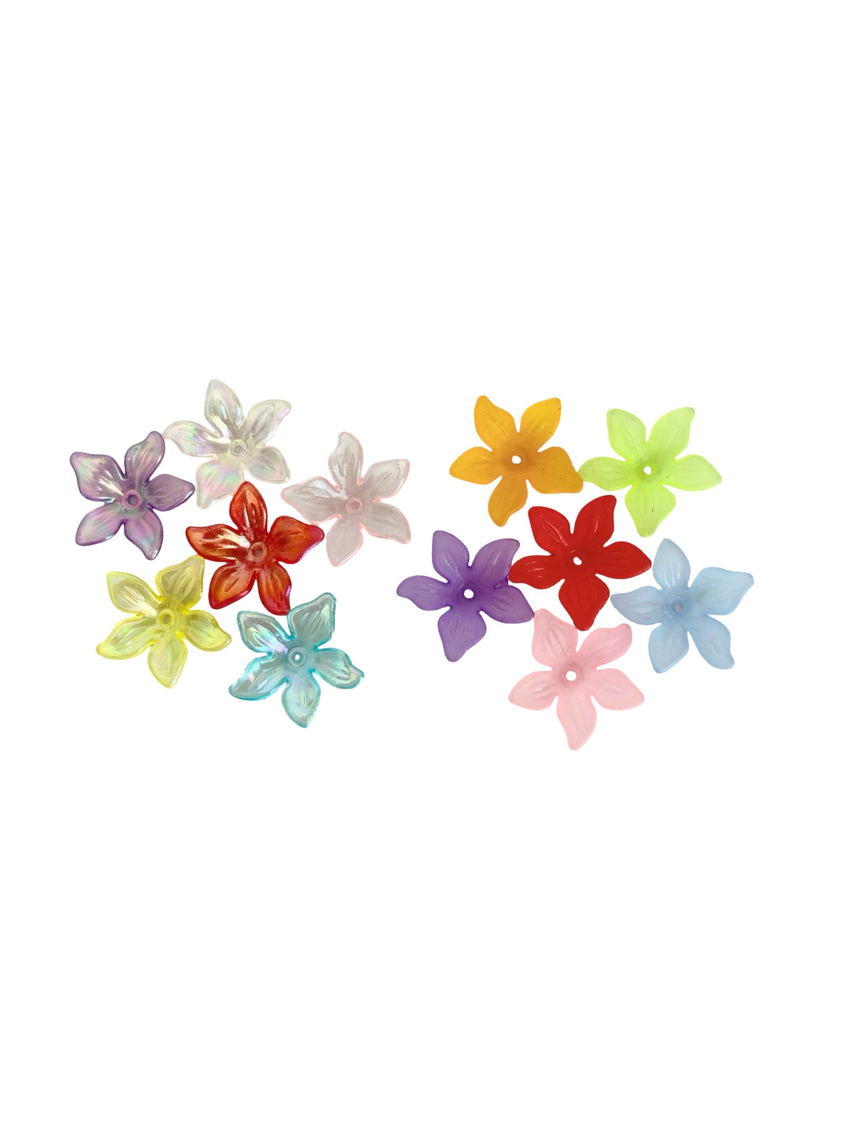24mm Matte 5-Petal Lily Style Flower Beads • Random Mix Colors • Acrylic Floral Beads for Jewelry Making & Crafts