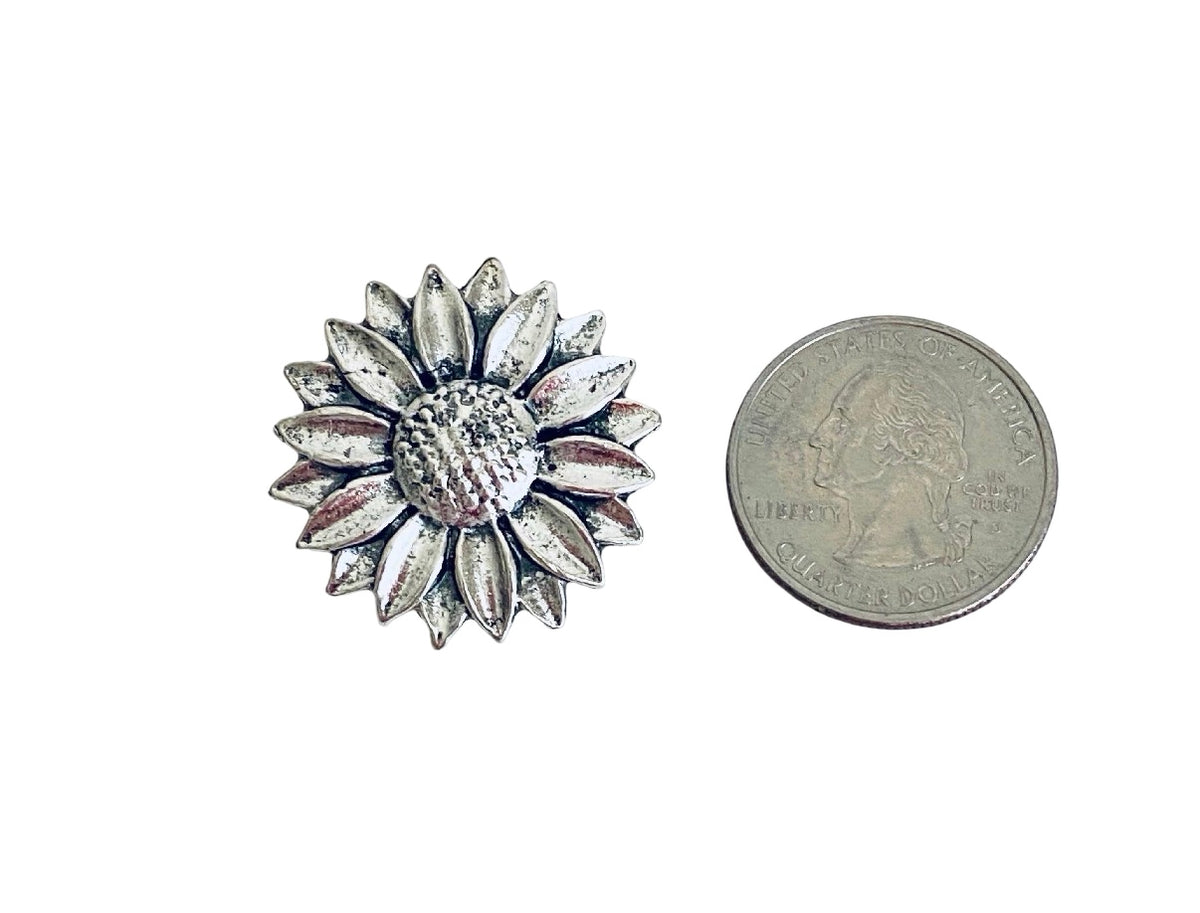 Base Metal Large Sunflower Charms