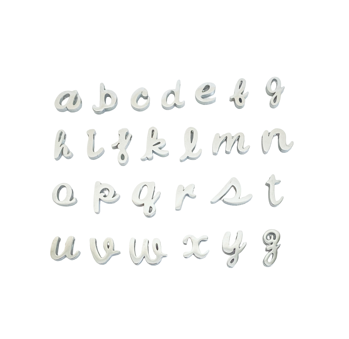 Stainless Steel Lowercase Script Letter Charm • Dainty Initial Pendant for Custom Jewelry Making