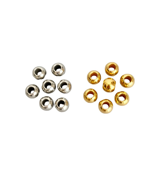 8mm Big Hole Round Acrylic Beads • Gold or Silver • Large Hole Beads for Jewelry Making