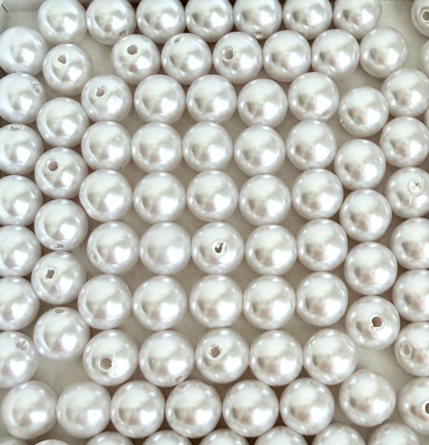 White Glass Pearl Beads (10mm or 12mm) • Elegant Round Faux Pearl Beads for Jewelry Making, Bracelets, Necklaces & DIY Crafts