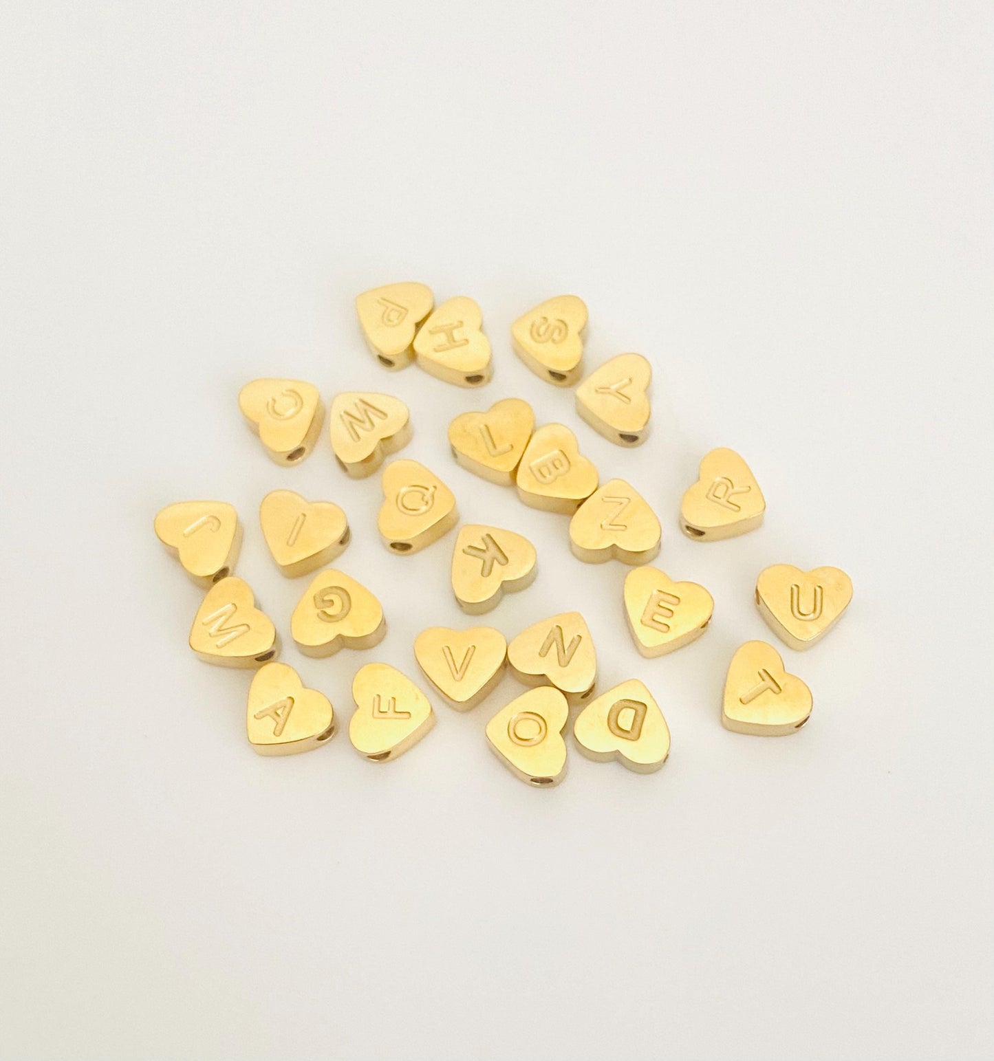 Small Gold over Stainless Steel Letter Heart Charm (6mm )