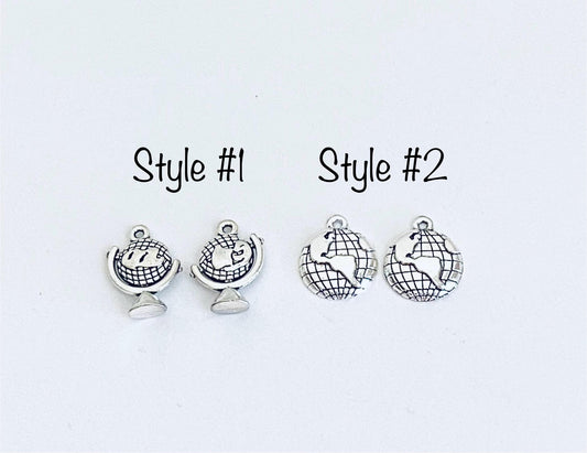 Base Metal World Globe Charm