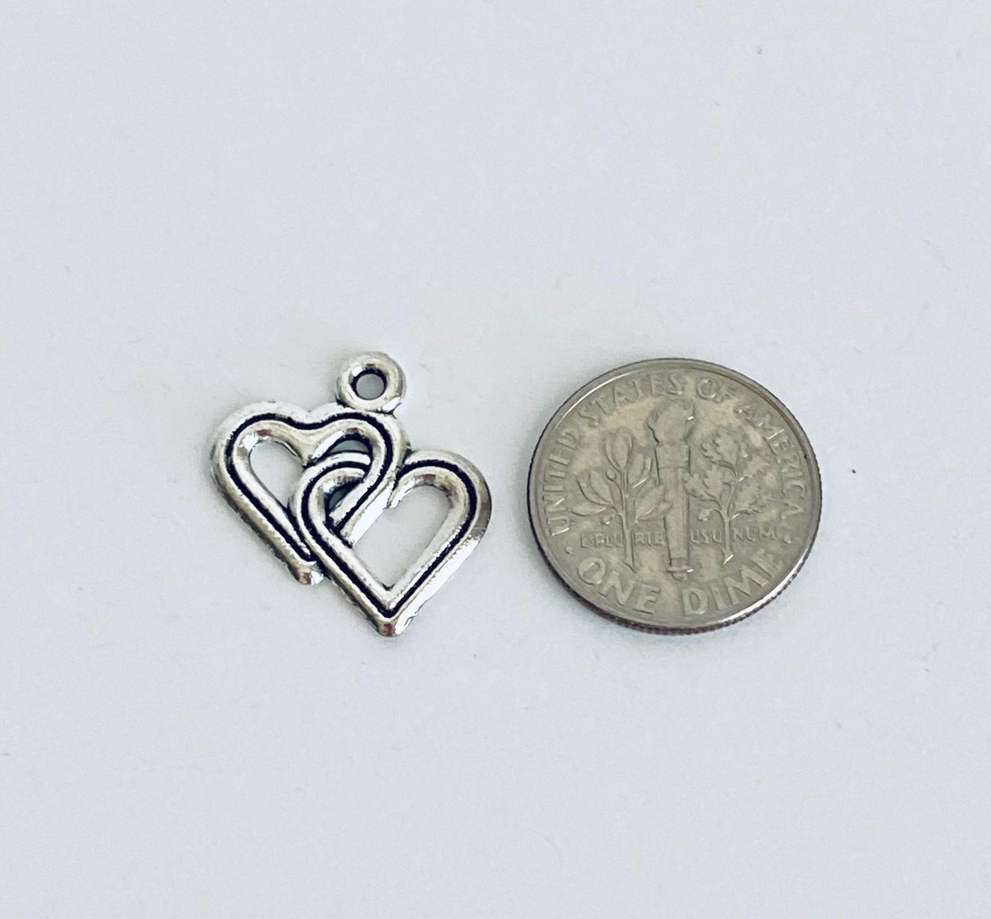 Base Metal Interlocking Heart Charm