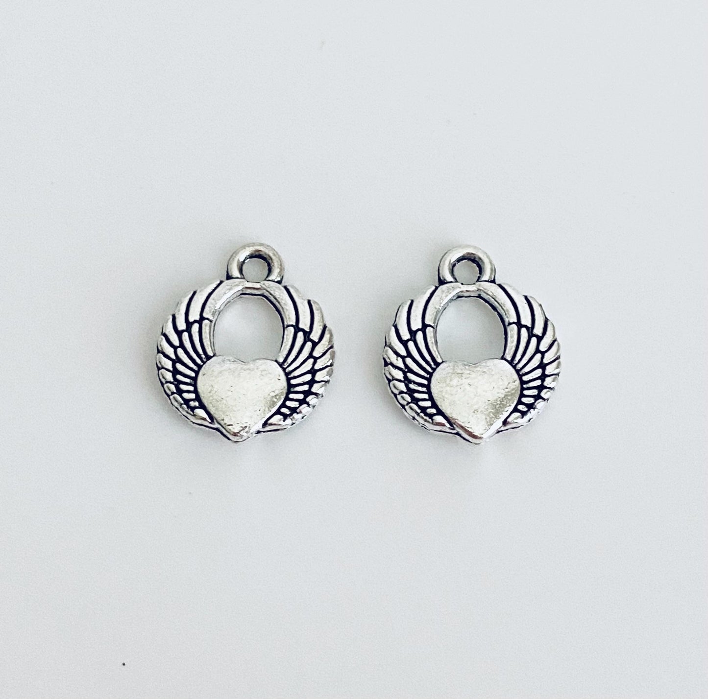 Base Metal Angel Wings with Heart Charm