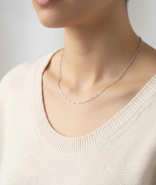 Minimalist Stainless Steel Mini Paperclip Chain Necklace