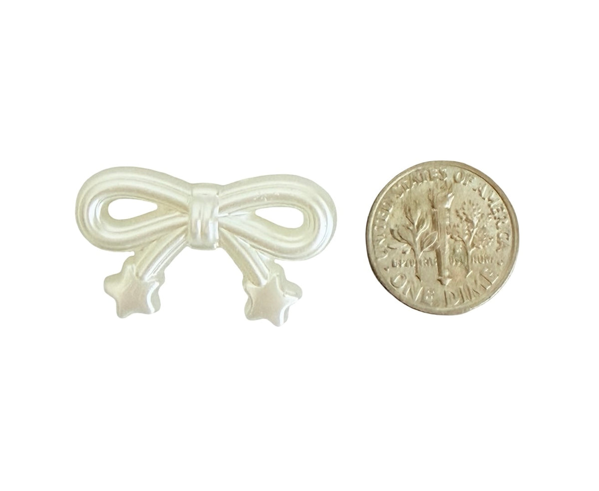 Large Faux Pearl Bow Bead • 30mm x 17mm Pearl Bow Bead for Jewelry Making