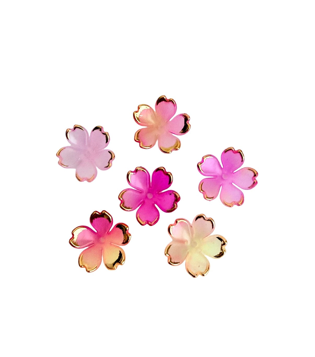 15mm Cherry Blossom Flower Beads with Gold Trim