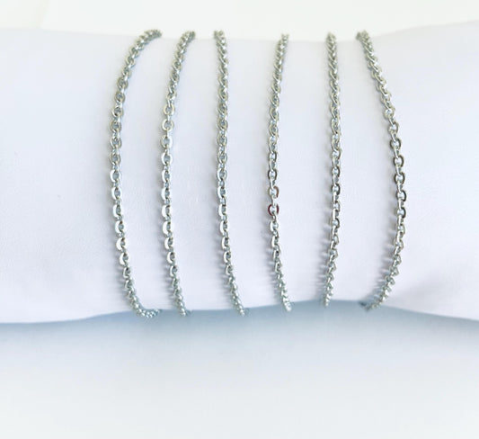 2.5mm Stainless Steel Flat Cable Chain • Durable Necklace & Bracelet Chain for Jewelry Making & DIY Crafts