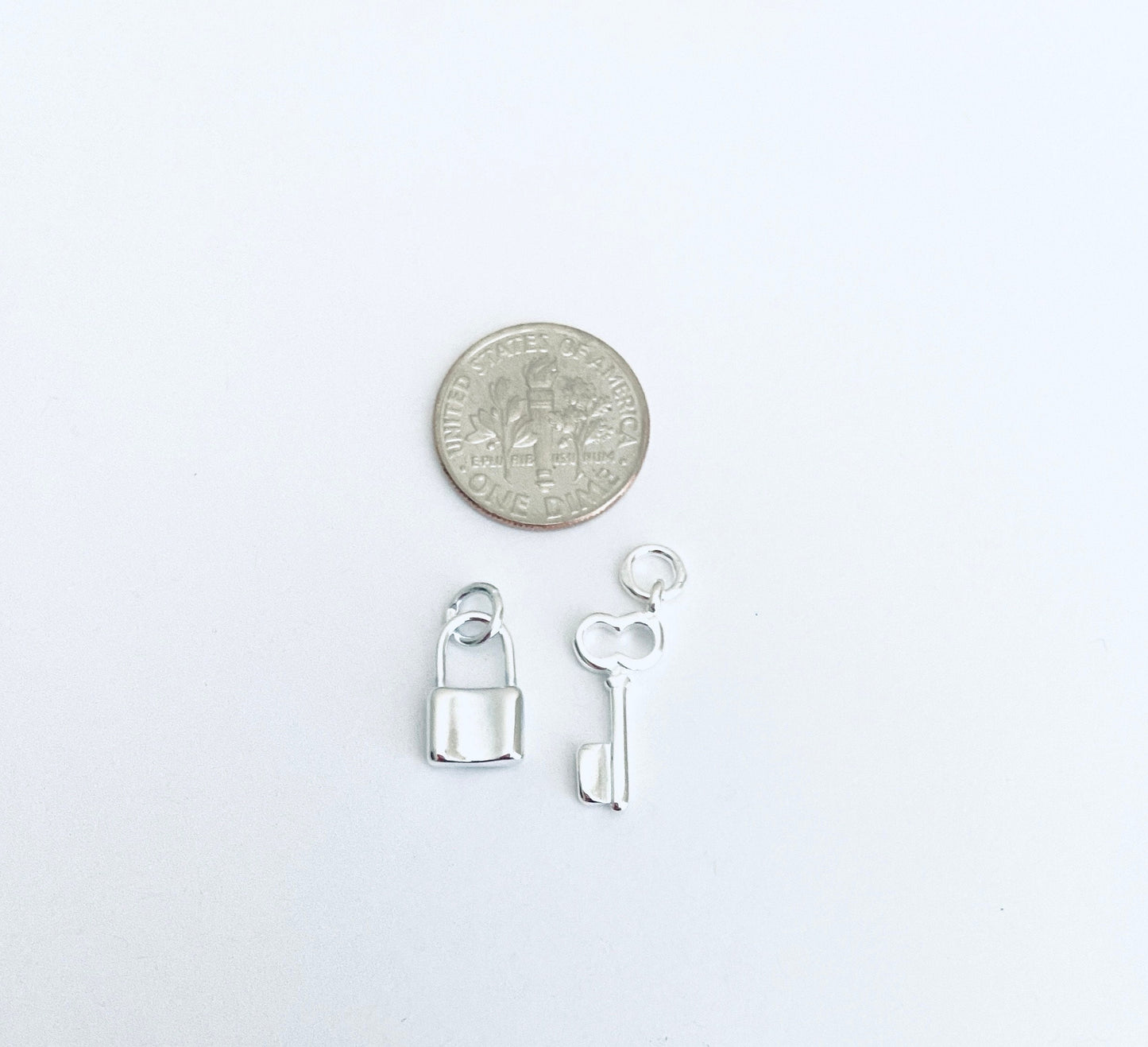 Sterling Silver Key and Lock Charm Set