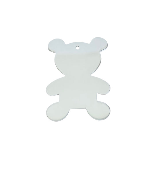 Shiny Stainless Steel Bear Blanks • 40mm x 28mm