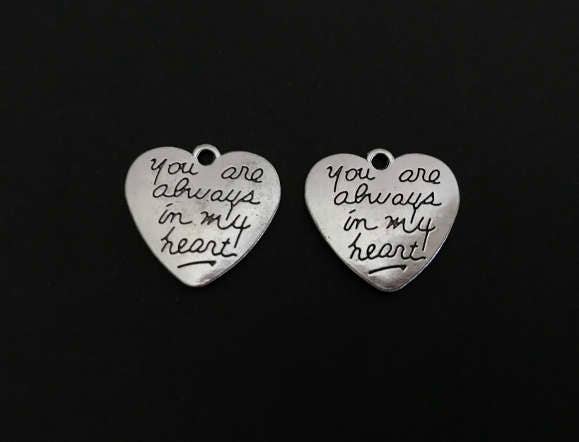 Base Metal You are always in my heart Charm