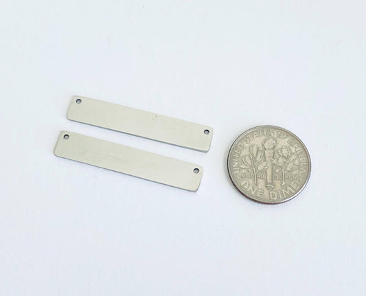 Stainless Steel Long Bar Blank with Polished Finish (6x32mm) • Engravable Bar Pendant for Jewelry Making, Necklaces & Personalized Gifts