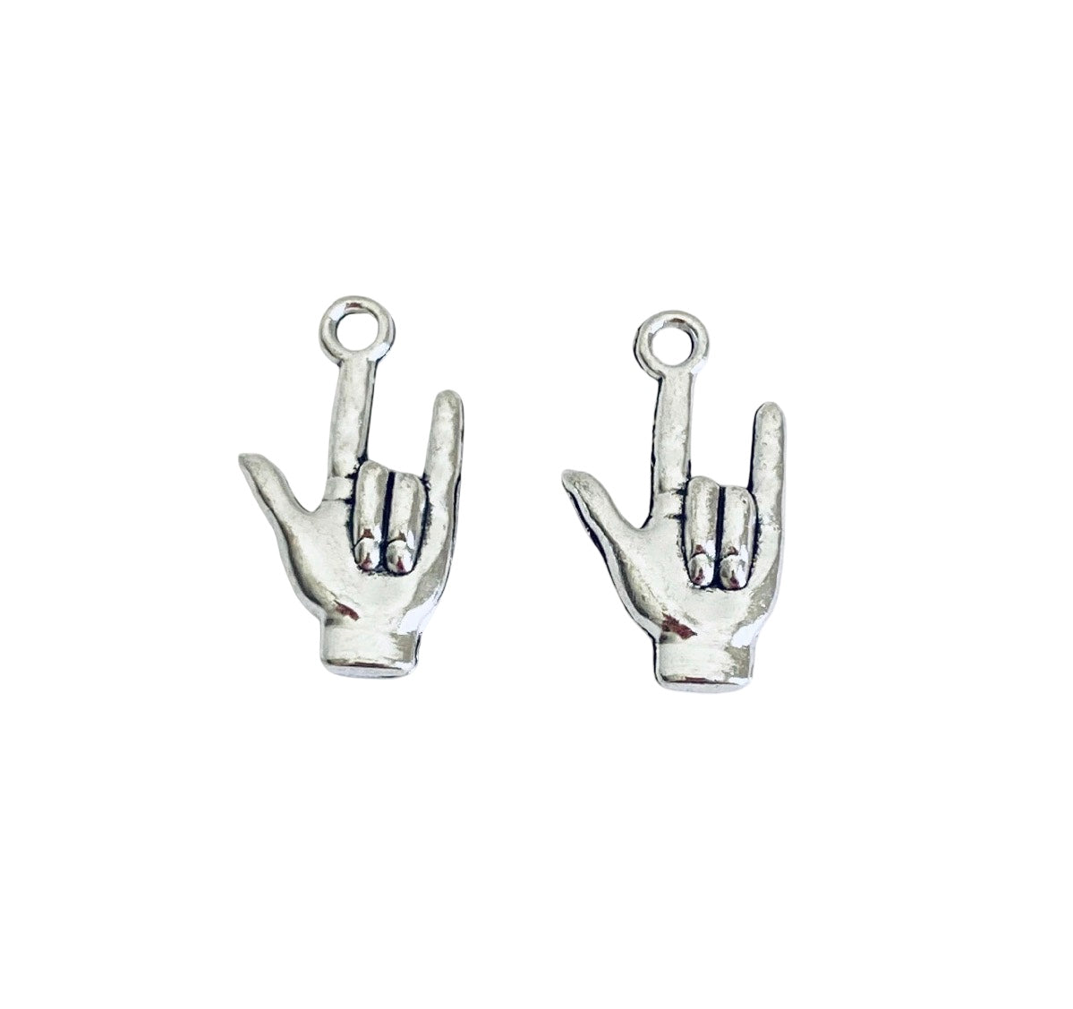 Base Metal Hand Sign I Love You Charm