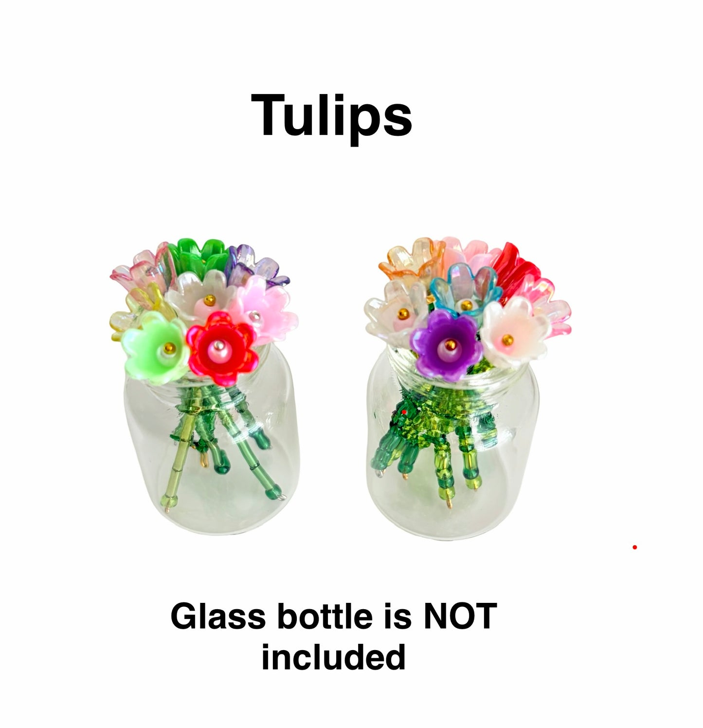 2" Handmade Mini Beaded Flower • Cherry Blossom / Tulip / Morning Glory Flowers • Seed Bead or Tube Bead Stem • Bulk Options Available