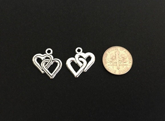 Base Metal Interlocking Heart Charm