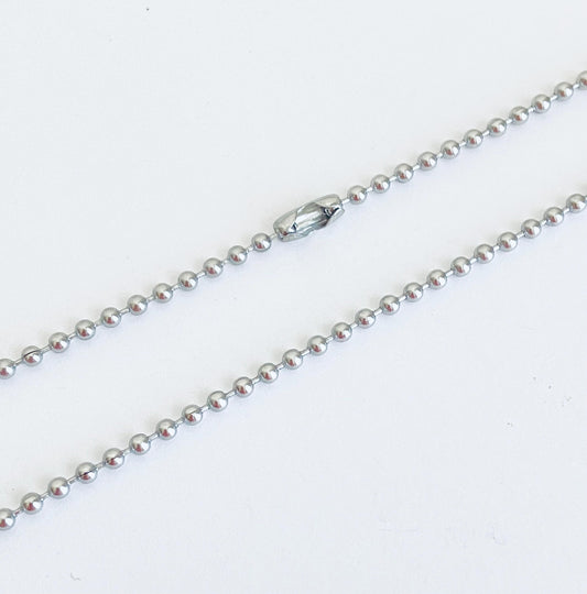 2.4mm Stainless Steel Ball Chain Necklace • Durable Bead Chain for Pendants, Dog Tags & Everyday Jewelry