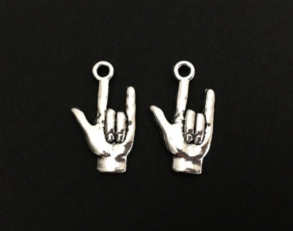 Base Metal I Love You Hand Sign Charm