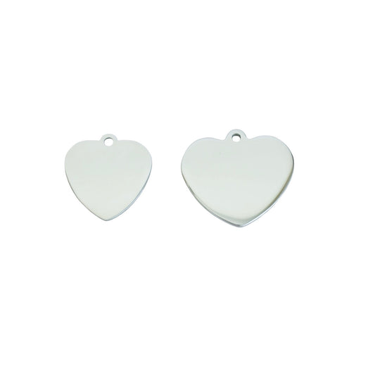 Shiny Stainless Steel Heart Blanks • 19mm • 24mm x 21mm