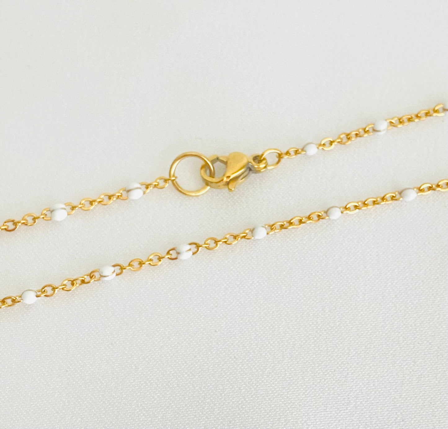 Minimalist 18K Gold over Stainless Steel Enamel Chain Necklace