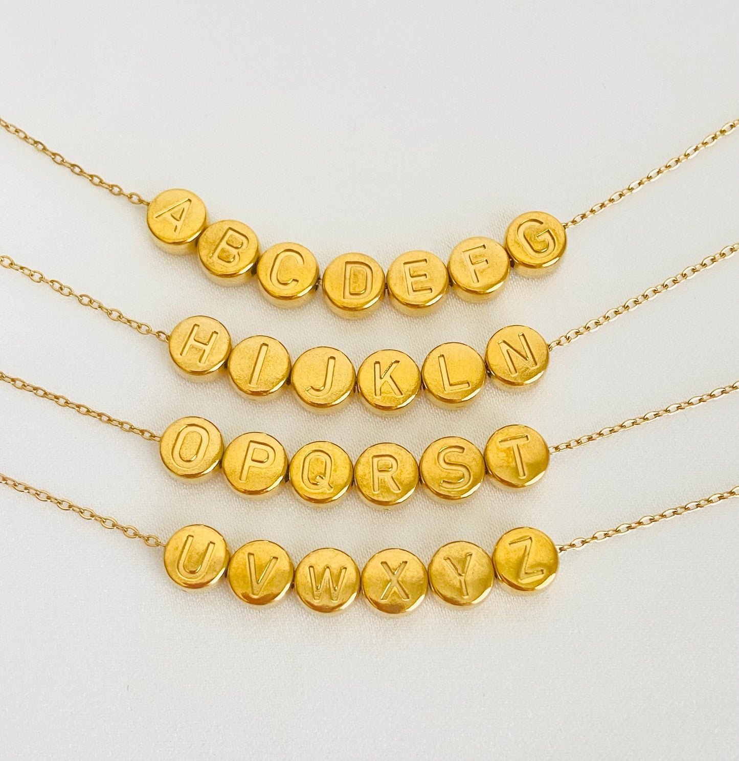 6mm Stainless Steel Round Initial Bead • Alphabet Letter Bead for Jewelry Making, Stainless Steel or Gold Over Stainless Steel