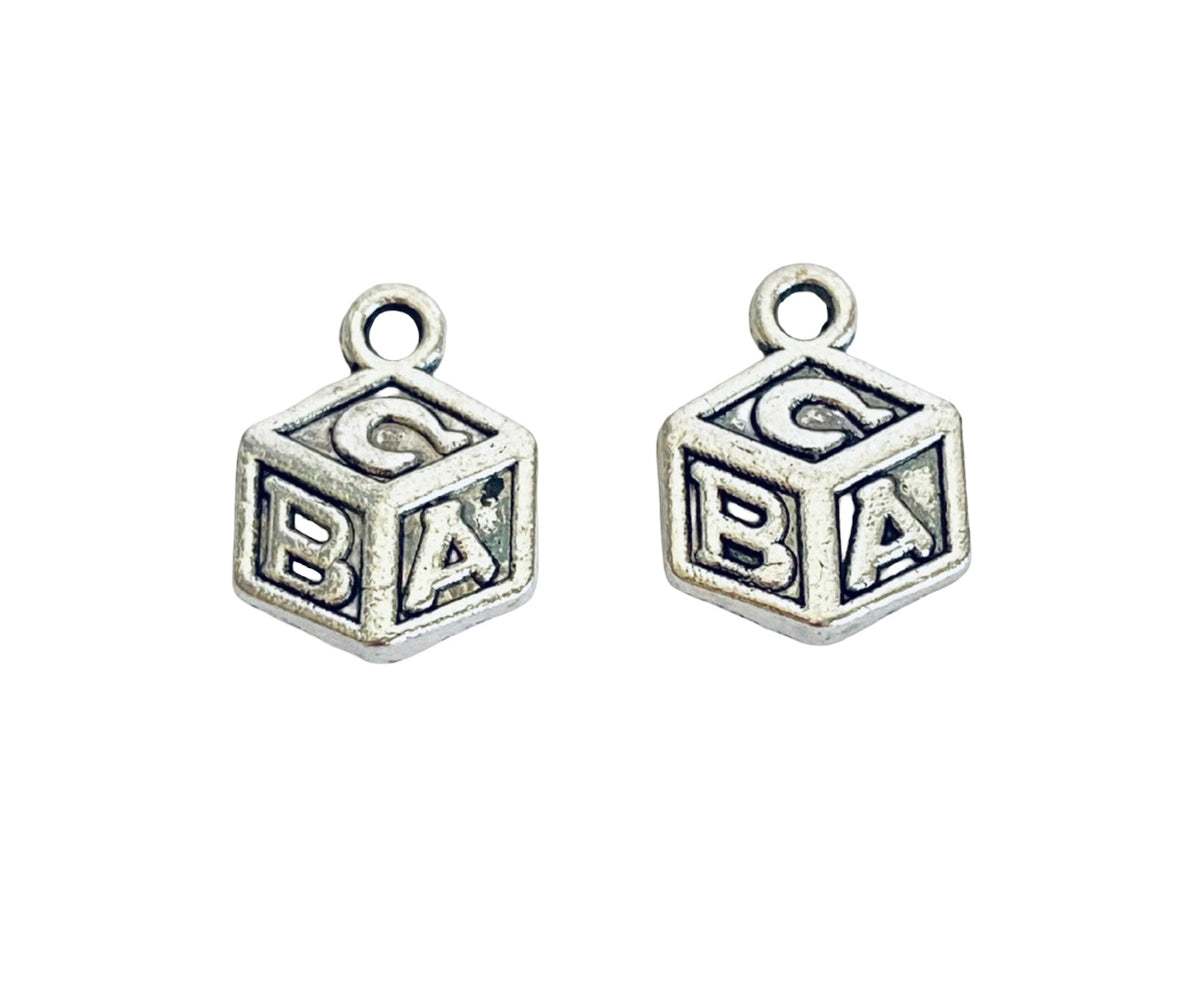 Base Metal Baby Alphabet Block Charms