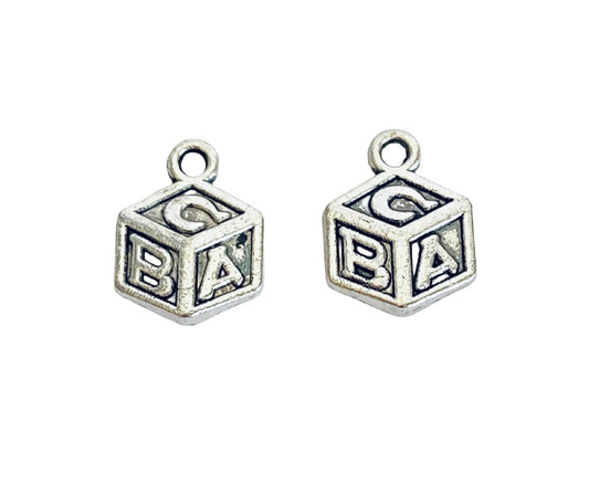 Base Metal Baby Alphabet Block Charms