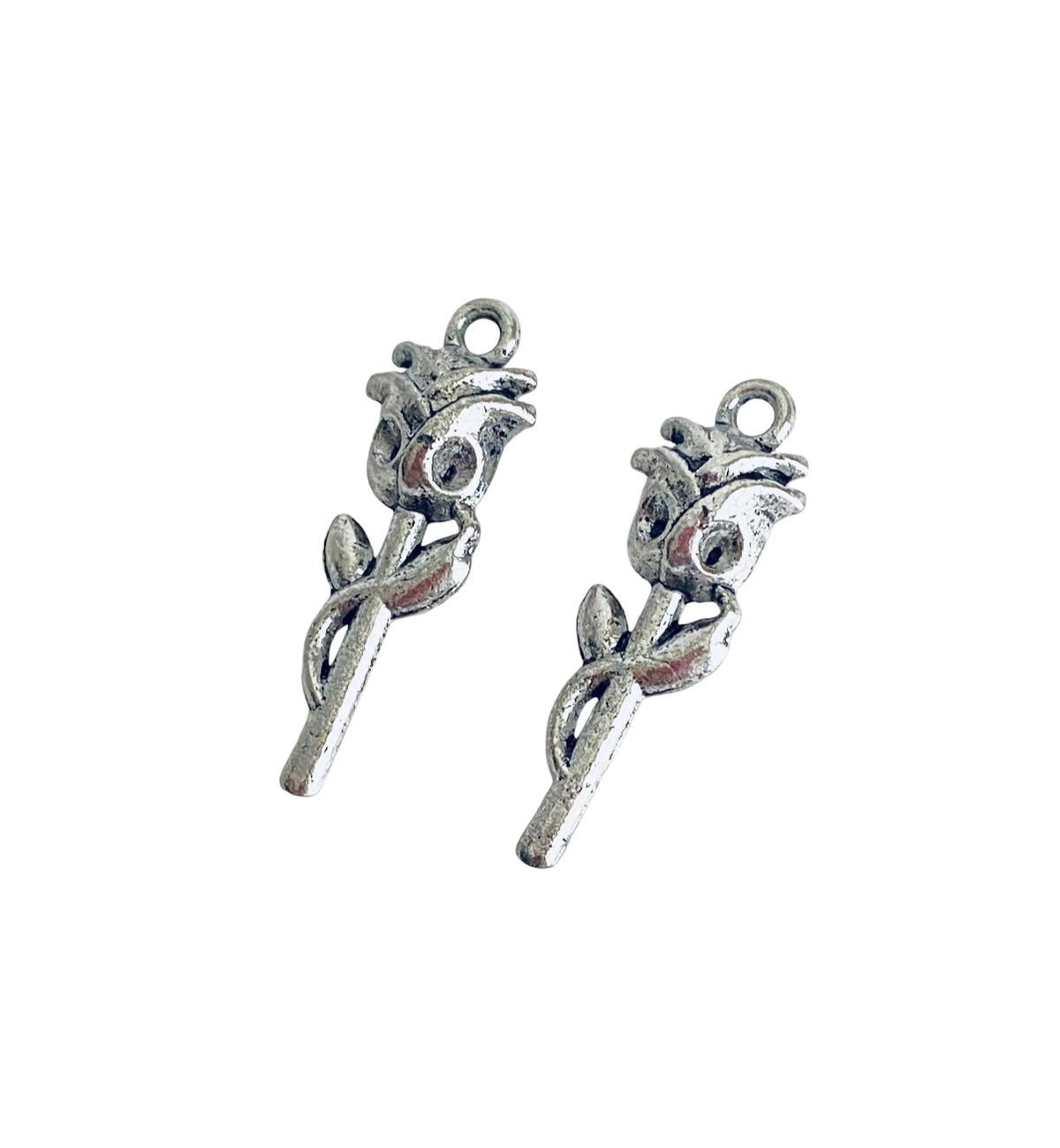 Base Metal Small Rose Charm